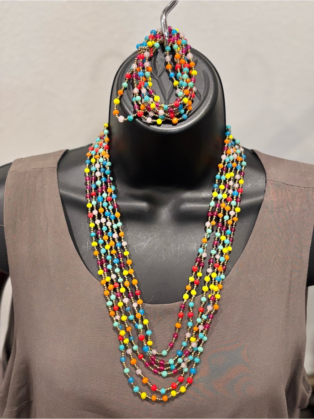 Multicolor Beaded Layered Necklace - Vibrant Festival Style